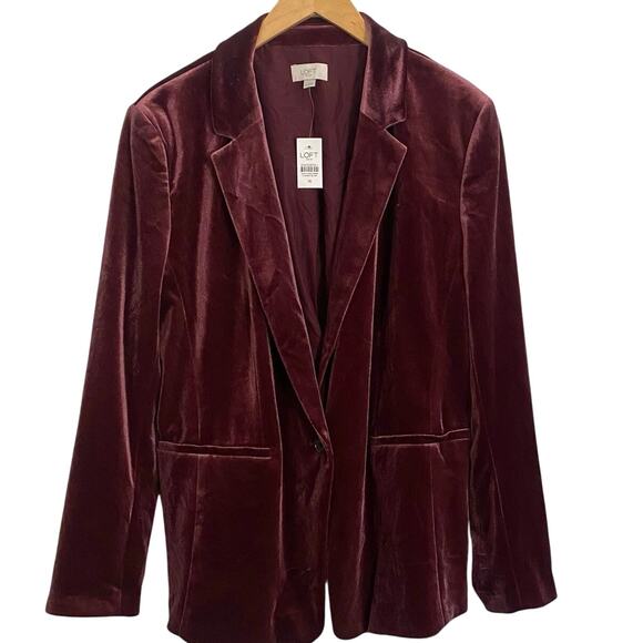 Ann Taylor Loft Velvet Blazer Plus Size 16 New Career Holiday Gothic Whimsigoth - Picture 1 of 9